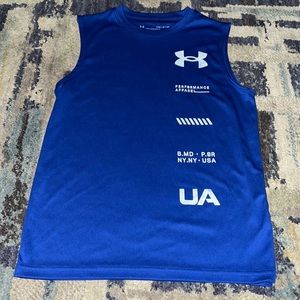 Under Armour blue sleeveless tee boys size YSM